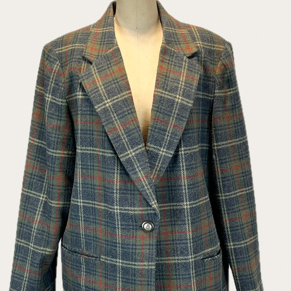 VINTAGE tartan plaid women’s blazer suit coat jacket wool‎ classic old money 90s